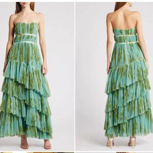 Hutch Lanza Strapless Tiered Ruffle Maxi Dress By Anthropologie